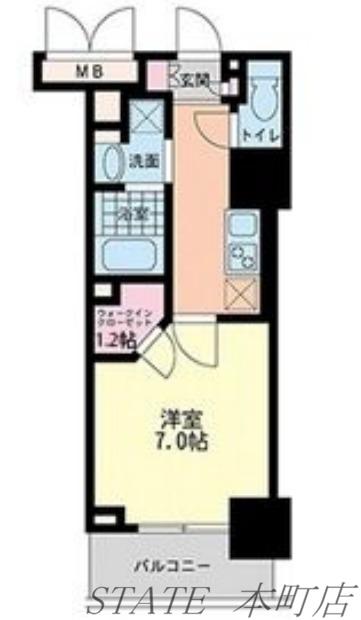 ハビテ靱センターコート(1K/10階)の間取り写真