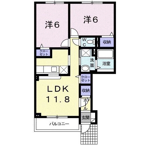 エスポアールB(2LDK/1階)の間取り写真