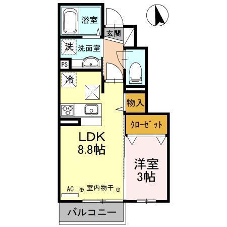 パークサイド向中野(1LDK/1階)の間取り写真