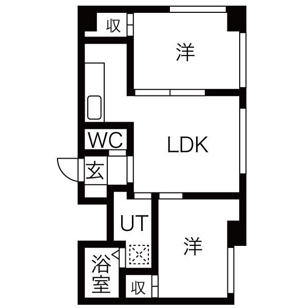 エスポワール円山(2LDK/3階)の間取り写真