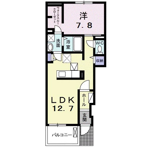 ラ・ルーチェ(1LDK/1階)の間取り写真