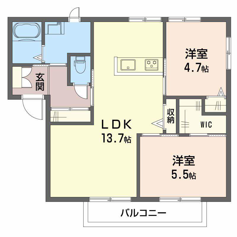 フレグランス川口(2LDK/2階)の間取り写真
