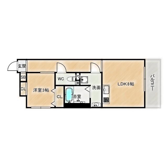 S-MOVE大阪鶴見(1LDK/3階)の間取り写真