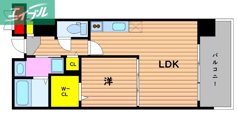 ハアラン国体町(1LDK/7階)の間取り写真