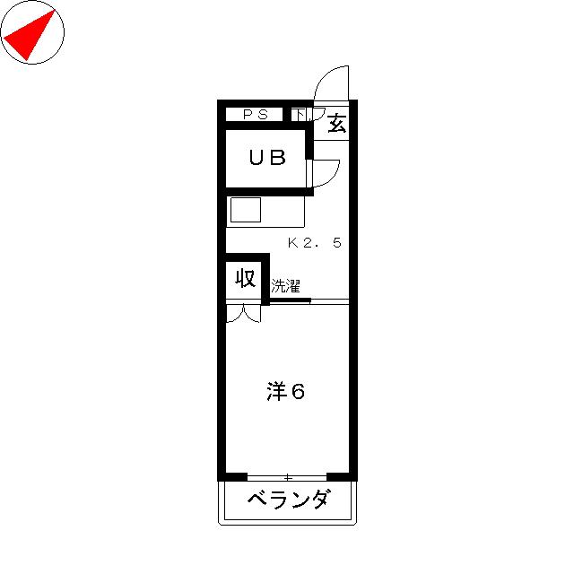 スカイパレス町田(1K/4階)の間取り写真