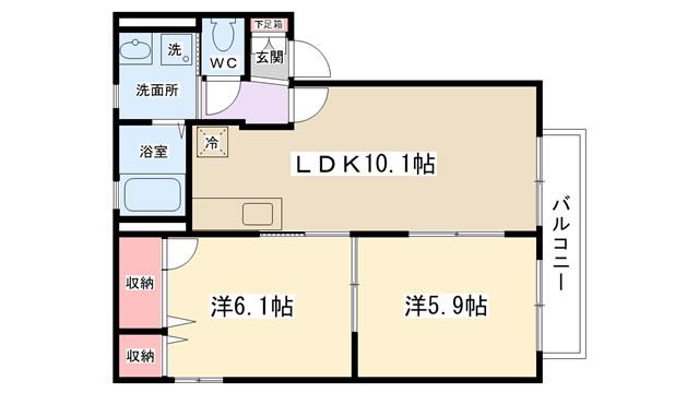 チェリッシュII(2LDK/1階)の間取り写真