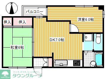 フォーベストパーク(2DK/1階)の間取り写真