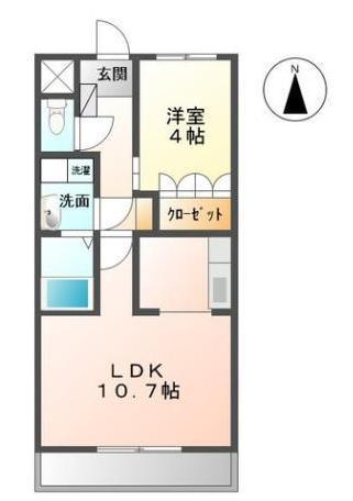 アシューレ成沢(1LDK/2階)の間取り写真