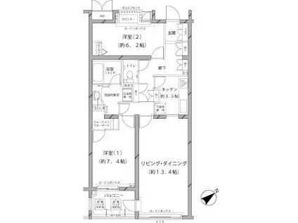 MFPRコート代官山(2LDK/1階)の間取り写真