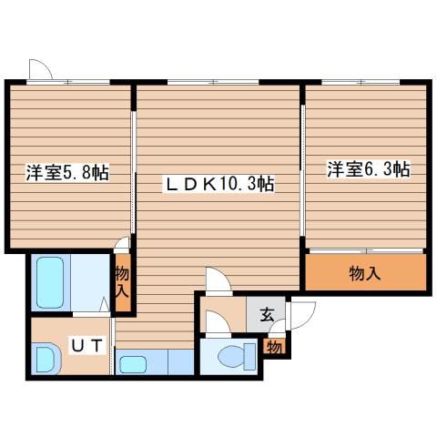 彩都パレス(2LDK/3階)の間取り写真