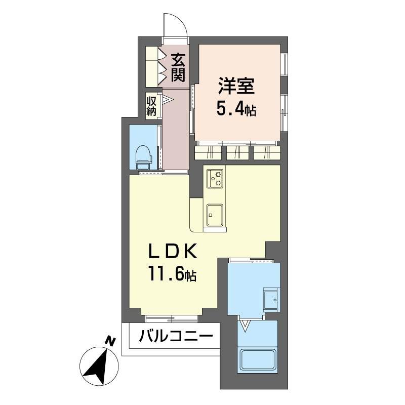 ポルト ボヌール(1LDK/3階)の間取り写真