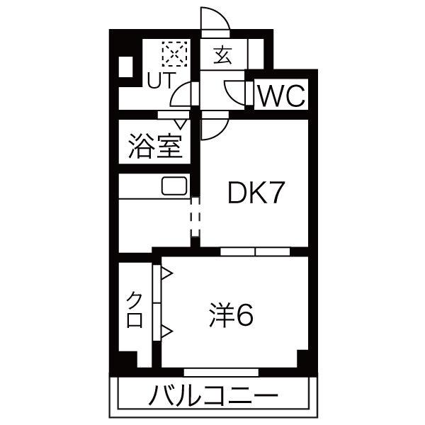 ライラック ウインド(1DK/6階)の間取り写真