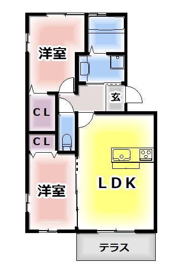 シャルマン(2LDK/2階)の間取り写真