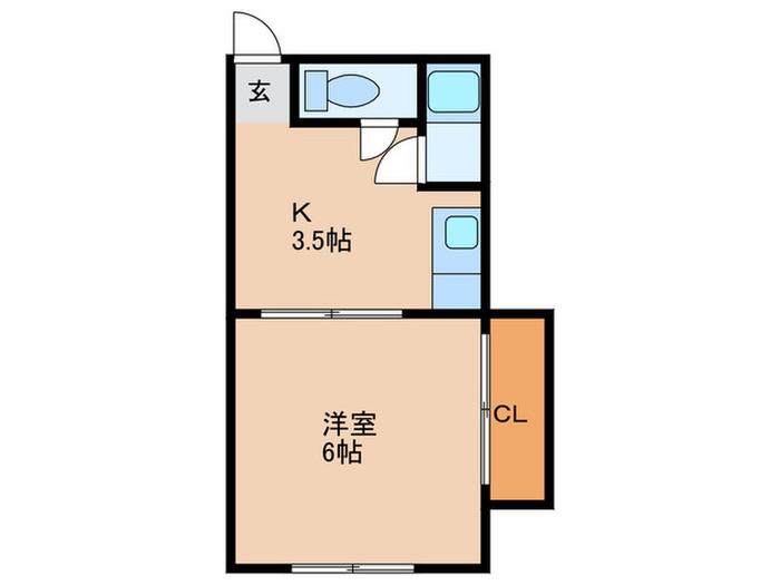 マンション松山(1K/2階)の間取り写真