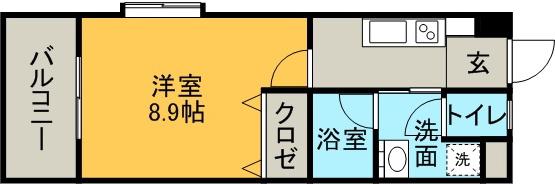 グランディールN(1K/3階)の間取り写真