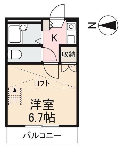 フレシール東山崎(1K/2階)の間取り写真
