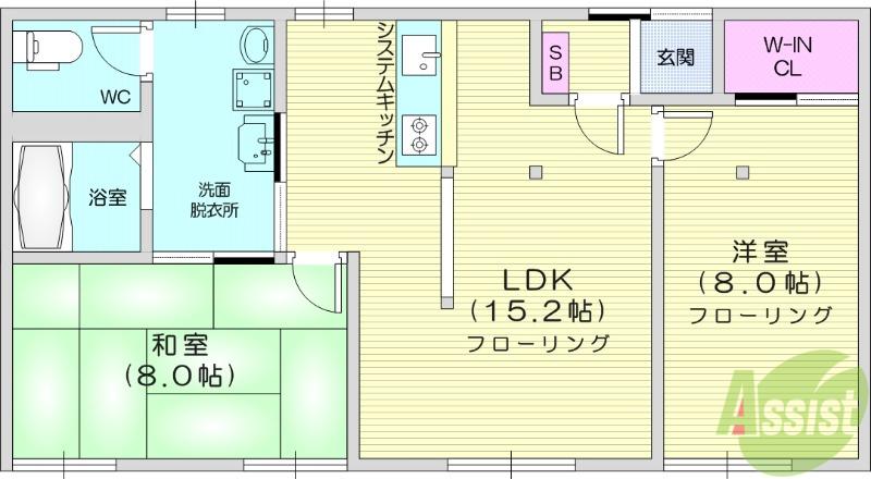 ひまわりヒルズAIAIAI(2LDK/1階)の間取り写真