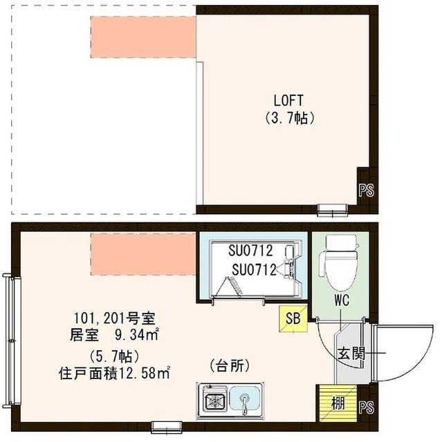 ハーモニーテラス町屋II(ワンルーム/1階)の間取り写真