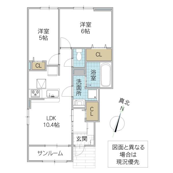 グランテラス C(2LDK/1階)の間取り写真