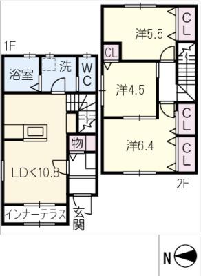 リーブルファイン黒野II(3LDK/1階)の間取り写真