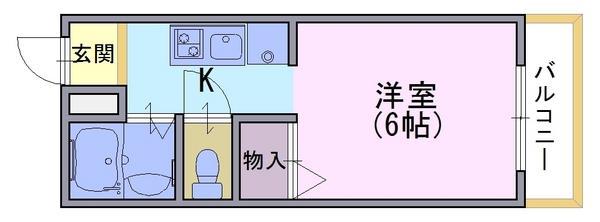 ジュノア神足(1K/2階)の間取り写真