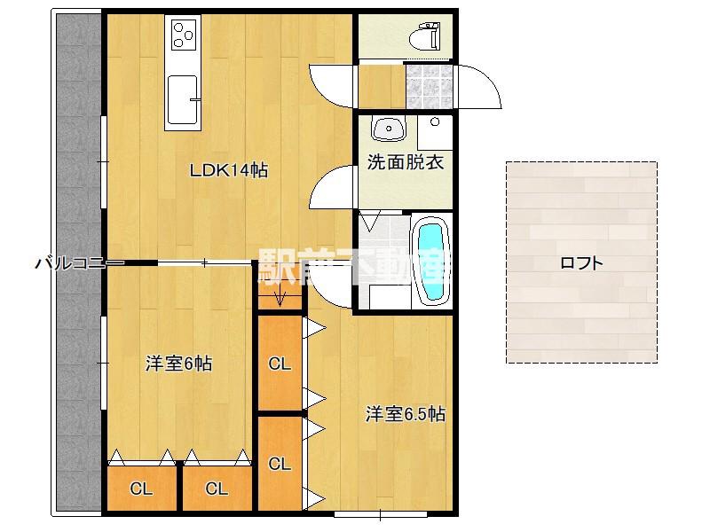 ハルモニア瀬高(2LDK/2階)の間取り写真