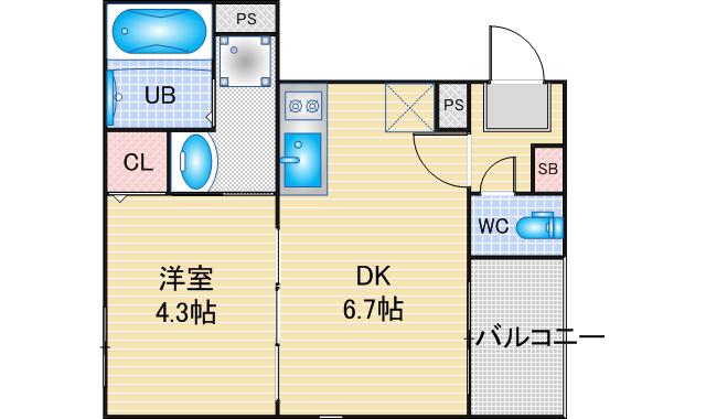 MISA(1DK/3階)の間取り写真