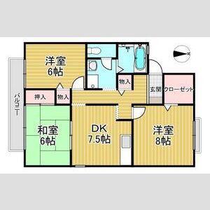 グリーンパーク鴻池(3DK/2階)の間取り写真