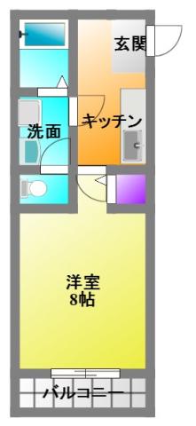 クレフラスト初生(1K/2階)の間取り写真