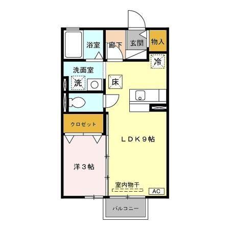 マノワールKA・B(1LDK/1階)の間取り写真