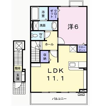 フィオーレ白浜I(1LDK/2階)の間取り写真