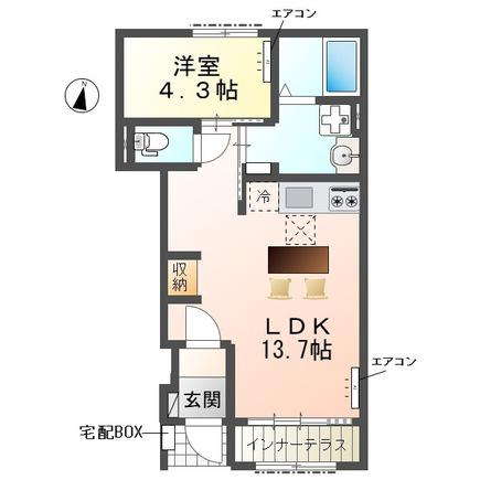 パークヒルズ(ワンルーム/1階)の間取り写真