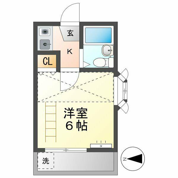 ポルト大手町(1K/2階)の間取り写真