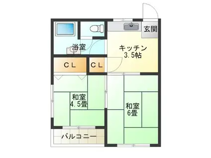 ミカサハイツ(2K/5階)の間取り写真