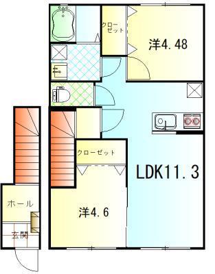 大浜通すずかけ館(2LDK/2階)の間取り写真