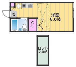 サウスヒル1(ワンルーム/1階)の間取り写真