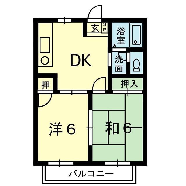 コーポ緑(2DK/2階)の間取り写真