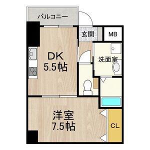 フロンティアタワー九条Ⅲ(1DK/8階)の間取り写真
