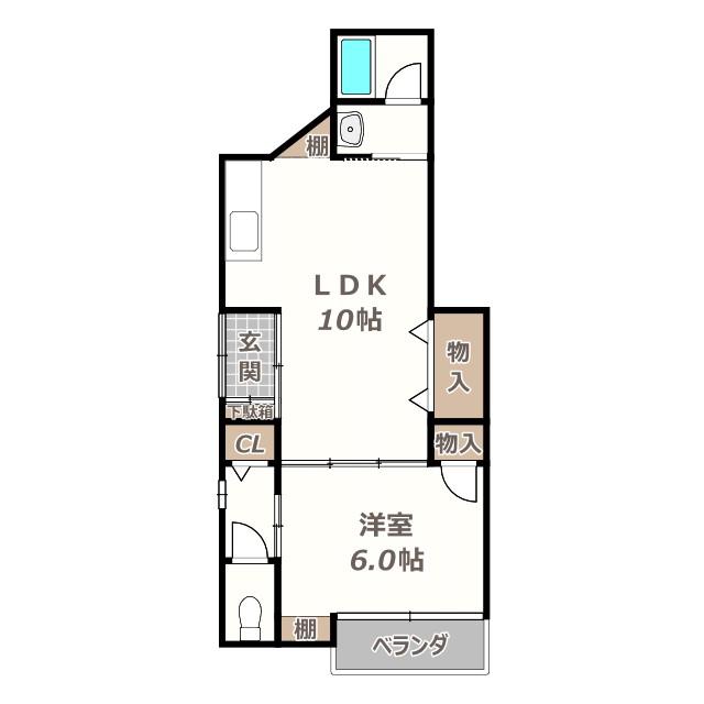 南住吉文化(1LDK/1階)の間取り写真