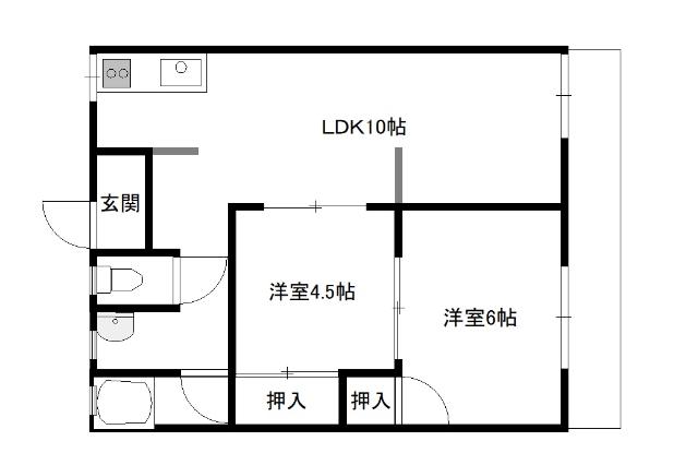 シーサイド扇苑A棟(2LDK/1階)の間取り写真