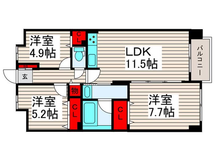 U COURT 西新井(3LDK/3階)の間取り写真