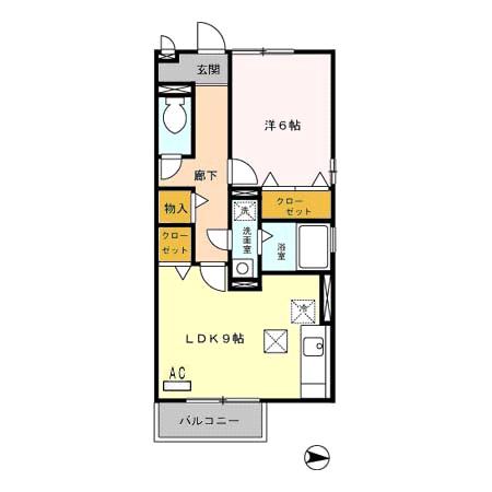モナリエ池田新町(1LDK/1階)の間取り写真