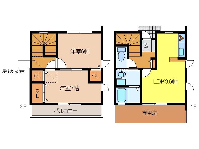 シェーン・ブルグ A棟(2LDK/1階)の間取り写真