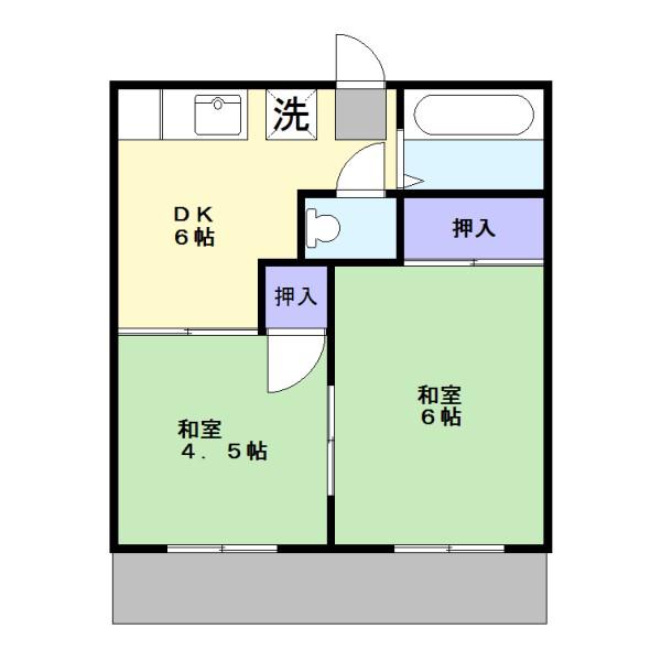 仲本ハイツ(2DK/1階)の間取り写真
