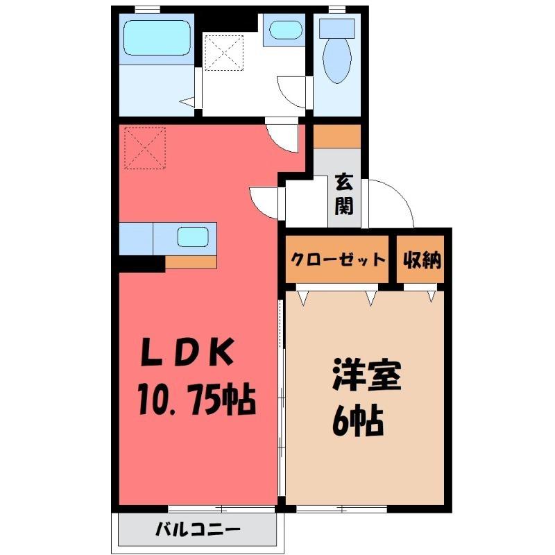 ボルテージ(1LDK/2階)の間取り写真