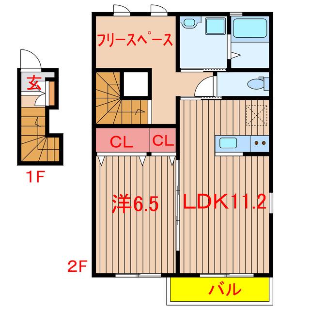アットリラ緑が丘C(1LDK/2階)の間取り写真