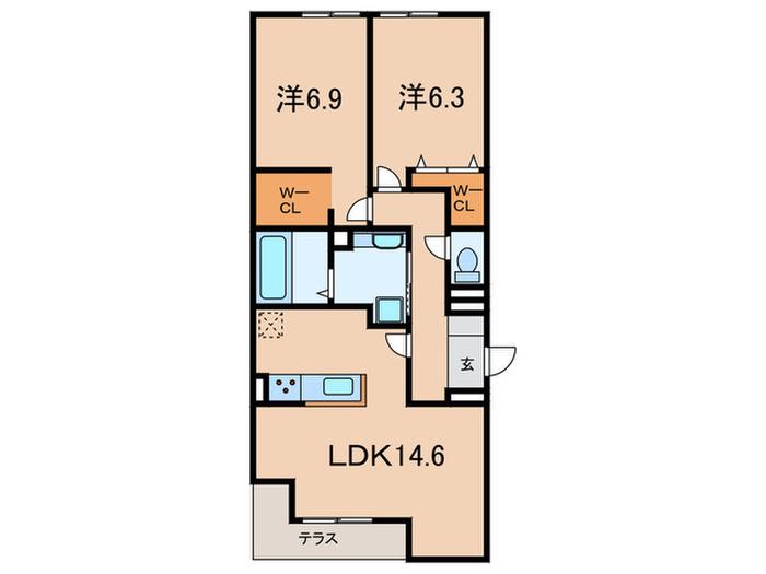 ＪＲ東海道本線 立花駅 徒歩8分 3階建 築3年(2LDK/1階)の間取り写真
