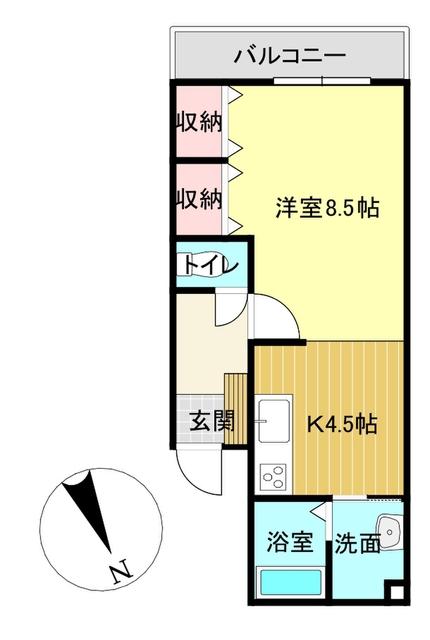 メゾンK2(1DK/2階)の間取り写真