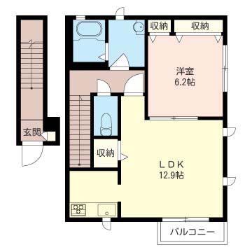 ディアコート鵠沼(1LDK/2階)の間取り写真