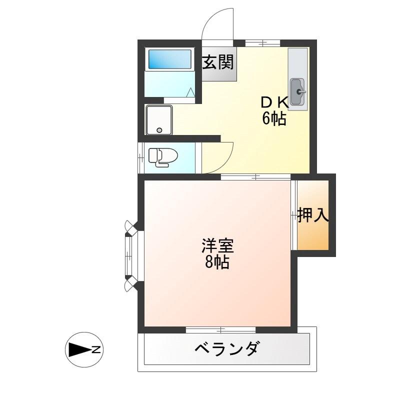 麻田ハイツ B(1DK/1階)の間取り写真